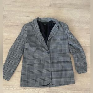 Something Navy Women's Plaid One-Button Blazer‎ Small